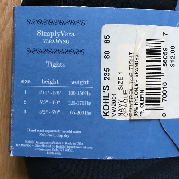 Simply Vera by Vera Wang Navy Opaque Tights - Picture 2 of 2